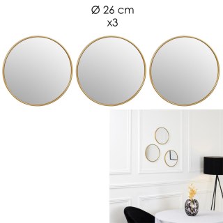 Zestaw 3 luster Toronto złotych, okrągłych 26cm