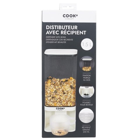 Dozownik na produkty sypkie z miseczką 1,5L Dozownik na produkty sypkie z miseczką 1,5L