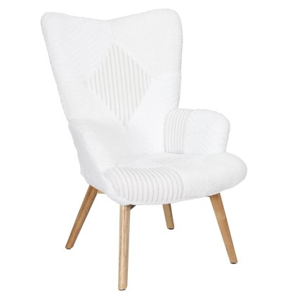Fotel uszak Helsinki biały patchwork