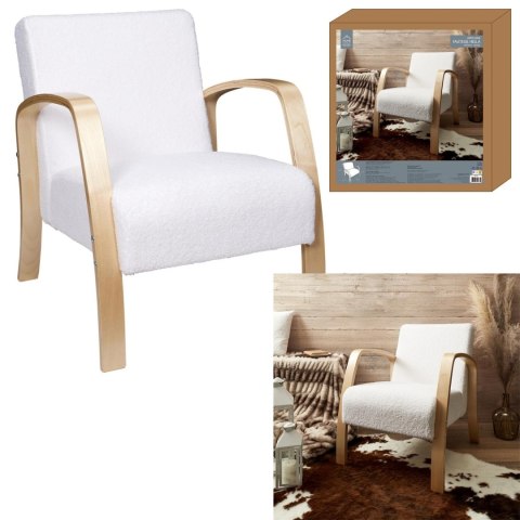 Fotel Hella boucle biały/ naturalny Fotel Hella boucle biały/ naturalny