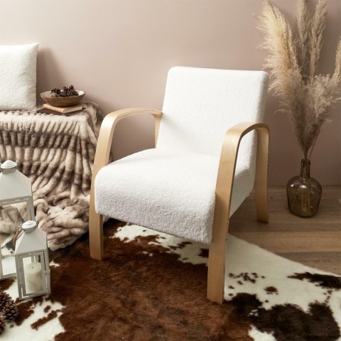 Fotel Hella boucle biały/ naturalny Fotel Hella boucle biały/ naturalny