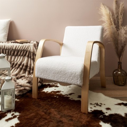 Fotel Hella boucle biały/ naturalny Fotel Hella boucle biały/ naturalny