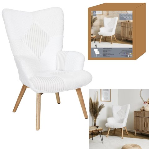 Fotel uszak Helsinki biały patchwork