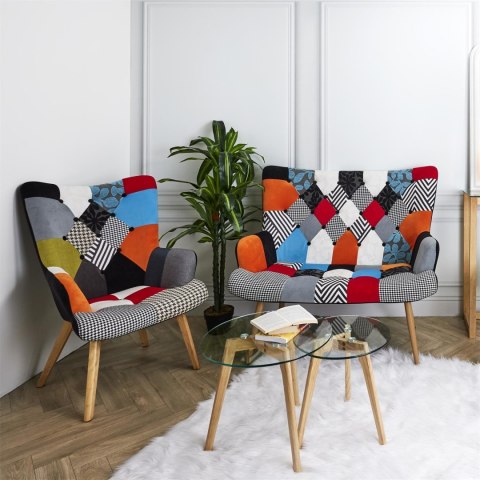 Fotel uszak Helsinki multikolor patchwork
