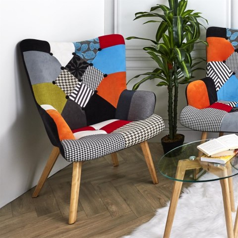 Fotel uszak Helsinki multikolor patchwork