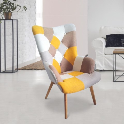 Fotel uszak Helsinki żółty patchwork