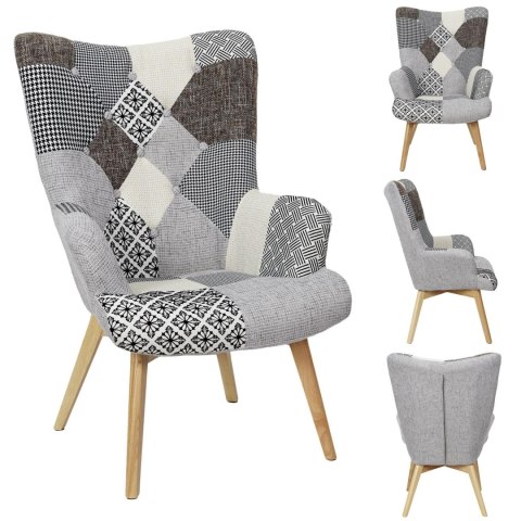 Fotel uszak Helsinki żółty patchwork