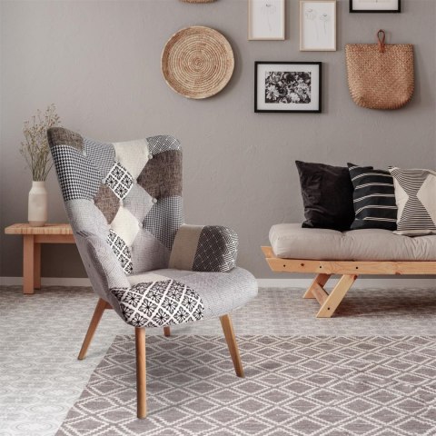 Fotel uszak Helsinki żółty patchwork