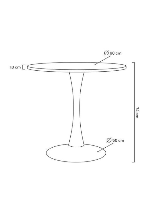 MODESTO stół TULIP FI 80 biały - MDF, podstawa metalowa MODESTO stół TULIP FI 80 biały - MDF, podstawa metalowa