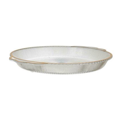 Taca Mirage 38,5cm owalna złoty brzeg plastikowa