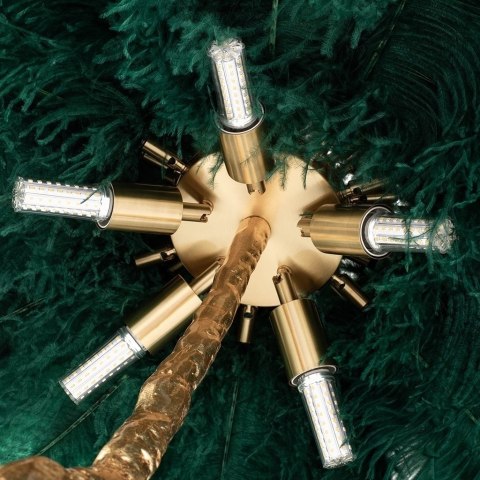 Lampa podłogowa TIFFANY 175 zielona mosiądz / naturalne pióra Lampa podłogowa TIFFANY 175 zielona mosiądz / naturalne pióra