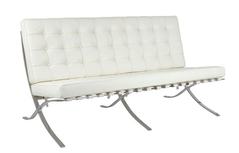 Sofa BARCELON trzyosobowa biała - włoska skóra naturalna, chrom Sofa BARCELON trzyosobowa biała - włoska skóra naturalna, chrom