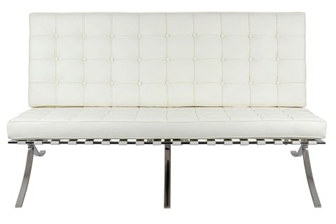 Sofa BARCELON trzyosobowa biała - włoska skóra naturalna, chrom Sofa BARCELON trzyosobowa biała - włoska skóra naturalna, chrom