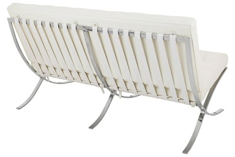 Sofa BARCELON trzyosobowa biała - włoska skóra naturalna, chrom Sofa BARCELON trzyosobowa biała - włoska skóra naturalna, chrom