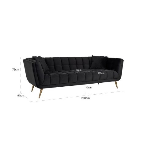 RICHMOND sofa HUXLEY ANTRACIET - welur, szczotkowane złoto RICHMOND sofa HUXLEY ANTRACIET - welur, szczotkowane złoto