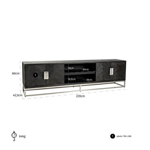 RICHMOND szafka RTV BLACKBONE SILVER 220 - 4 drzwiowa RICHMOND szafka RTV BLACKBONE SILVER 220 - 4 drzwiowa