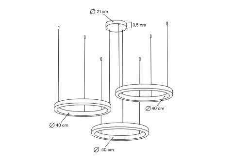 Lampa wisząca RING 40 + 40 + 40 złota na jednej podsufitce Lampa wisząca RING 40 + 40 + 40 złota na jednej podsufitce