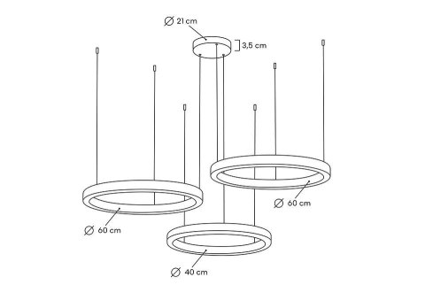Lampa wisząca RING 40 + 60 + 60 złota na jednej podsufitce Lampa wisząca RING 40 + 60 + 60 złota na jednej podsufitce