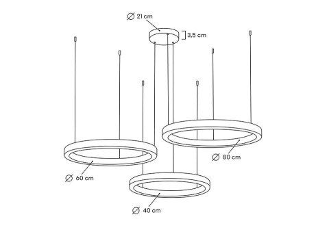Lampa wisząca RING 40 + 60 + 80 złota na jednej podsufitce Lampa wisząca RING 40 + 60 + 80 złota na jednej podsufitce