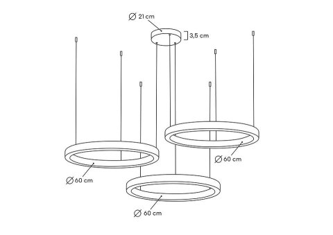 Lampa wisząca RING 60 + 60 + 60 złota na jednej podsufitce Lampa wisząca RING 60 + 60 + 60 złota na jednej podsufitce
