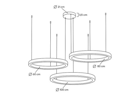 Lampa wisząca RING 60 + 80 + 100 złota na jednej podsufitce Lampa wisząca RING 60 + 80 + 100 złota na jednej podsufitce