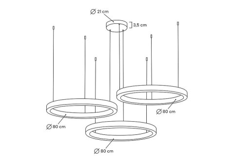 Lampa wisząca RING 80 + 80 + 80 złota na jednej podsufitce Lampa wisząca RING 80 + 80 + 80 złota na jednej podsufitce