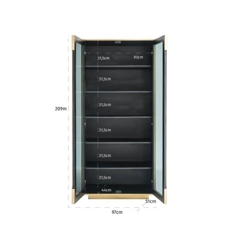 RICHMOND komoda FINSBURY 209 cm - mosiądz, szkło, MDF