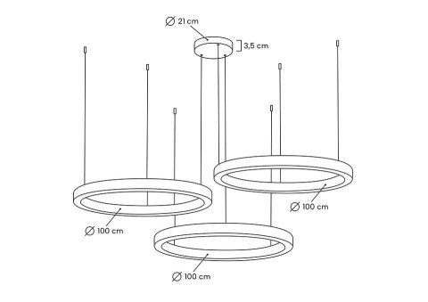 Lampa wisząca RING 100 + 100 + 100 złota na jednej podsufitce Lampa wisząca RING 100 + 100 + 100 złota na jednej podsufitce