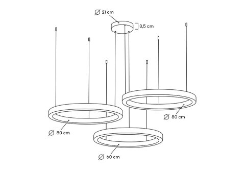 Lampa wisząca RING 60 + 80 + 80 złota na jednej podsufitce Lampa wisząca RING 60 + 80 + 80 złota na jednej podsufitce