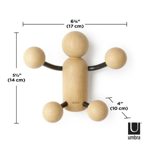 UMBRA wieszak ścienny WOODY WALL HOOK czarny/naturalny UMBRA wieszak ścienny WOODY WALL HOOK czarny/naturalny