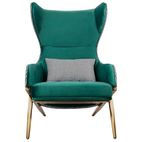 Fotel HAMPTON VELVET ciemny zielony tkanina pepitka biało - czarna Fotel HAMPTON VELVET ciemny zielony tkanina pepitka biało - czarna