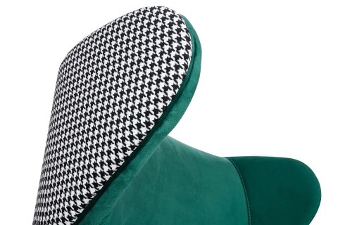 Fotel HAMPTON VELVET ciemny zielony tkanina pepitka biało - czarna Fotel HAMPTON VELVET ciemny zielony tkanina pepitka biało - czarna