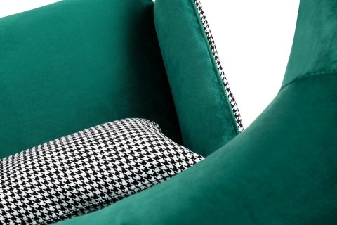 Fotel HAMPTON VELVET ciemny zielony tkanina pepitka biało - czarna Fotel HAMPTON VELVET ciemny zielony tkanina pepitka biało - czarna