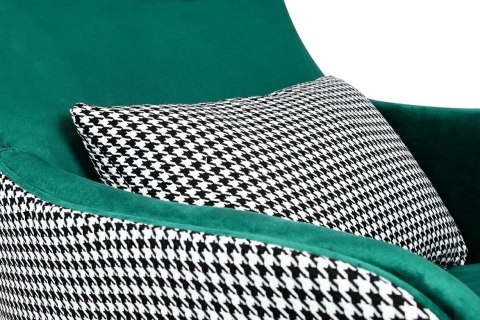 Fotel HAMPTON VELVET ciemny zielony tkanina pepitka biało - czarna Fotel HAMPTON VELVET ciemny zielony tkanina pepitka biało - czarna
