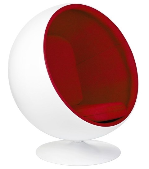 Fotel BALL biało-czerwony - włókno szklane Fotel BALL biało-czerwony - włókno szklane