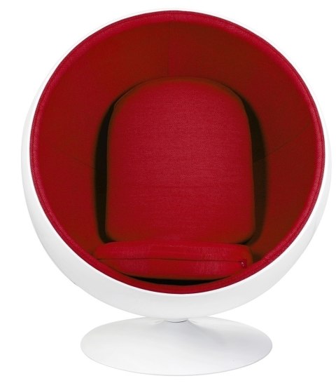 Fotel BALL biało-czerwony - włókno szklane Fotel BALL biało-czerwony - włókno szklane