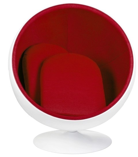 Fotel BALL biało-czerwony - włókno szklane Fotel BALL biało-czerwony - włókno szklane