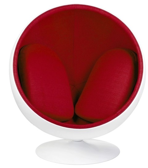 Fotel BALL biało-czerwony - włókno szklane Fotel BALL biało-czerwony - włókno szklane