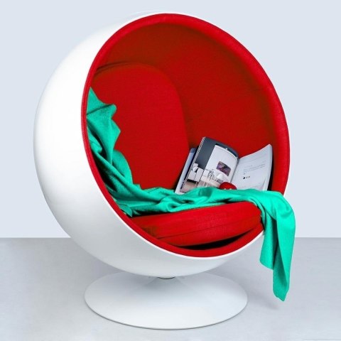 Fotel BALL biało-czerwony - włókno szklane Fotel BALL biało-czerwony - włókno szklane