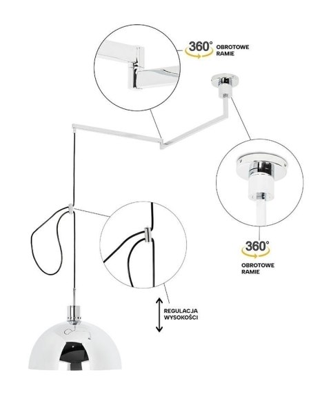 Lampa wisząca ROTA 360 srebrny chrom