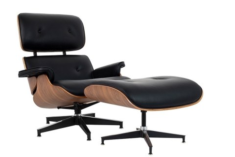 Fotel LOUNGE HM XL czarny / orzech z podnóżkiem Fotel LOUNGE HM XL czarny / orzech z podnóżkiem