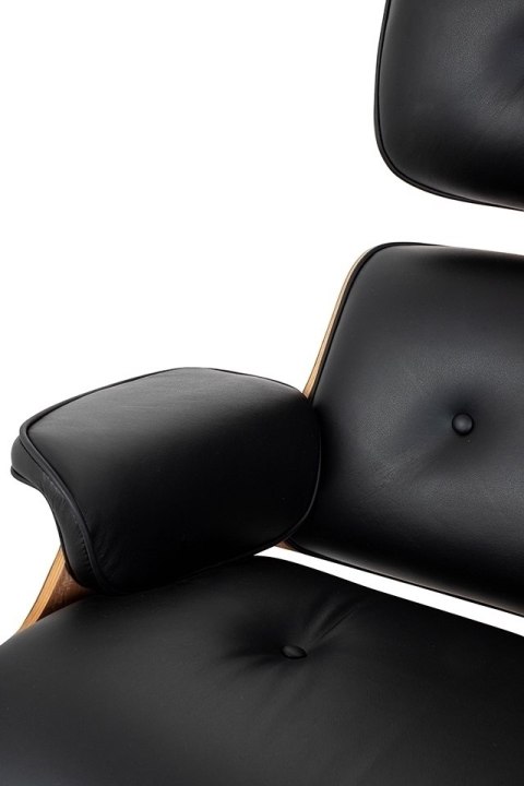 Fotel LOUNGE HM XL czarny / orzech z podnóżkiem Fotel LOUNGE HM XL czarny / orzech z podnóżkiem