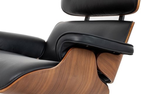 Fotel LOUNGE HM XL czarny / orzech z podnóżkiem Fotel LOUNGE HM XL czarny / orzech z podnóżkiem