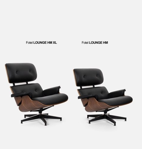 Fotel LOUNGE HM XL czarny / orzech z podnóżkiem Fotel LOUNGE HM XL czarny / orzech z podnóżkiem