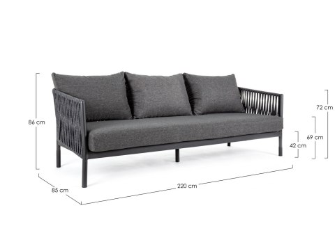 BIZZOTTO sofa 3-osobowa ogrodowa FLORENCIA ciemnoszara BIZZOTTO sofa 3-osobowa ogrodowa FLORENCIA ciemnoszara