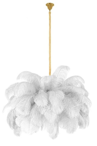 MOOSEE lampa wisząca TIFFANY 135 biała mosiądz / naturalne pióra