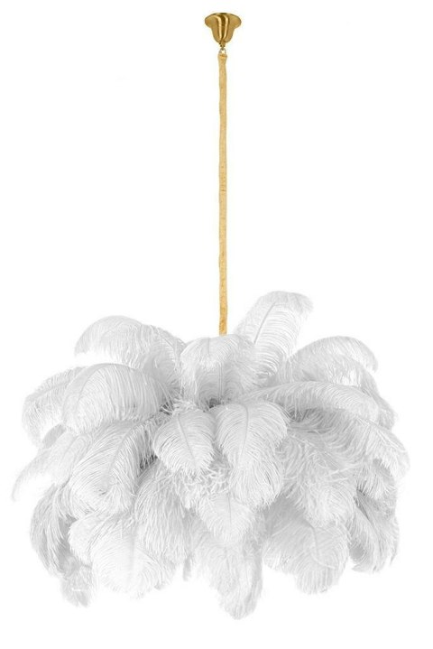 MOOSEE lampa wisząca TIFFANY 135 biała mosiądz / naturalne pióra