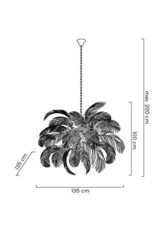 MOOSEE lampa wisząca TIFFANY 135 biała mosiądz / naturalne pióra