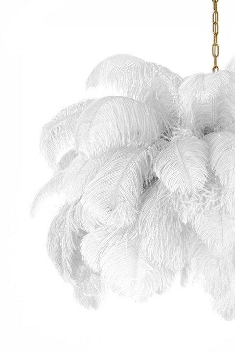 MOOSEE lampa wisząca TIFFANY 135 biała mosiądz / naturalne pióra
