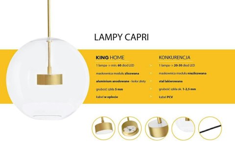 MOOSEE lampa wisząca CAPRI DISC 3 złota - 180 LED, aluminium, szkło